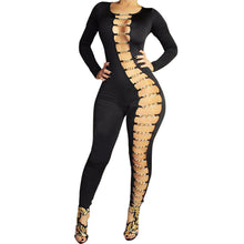 Sexy Women Bandage Jumpsuit Hollow Out Bodycon Jumpsuit Round Neck Long Sleeve Club Rompers Plus Size TIML66 TIML66