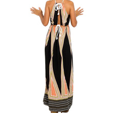 sexy women boho maxi dress stripe print rope halter neck high split sleeveless evening party dress women long dress vestidos TIML66
