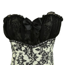 sexy women corset waist cincher print mesh patchwork bowknot lace up zipper back strapless lace tops corset overbust TIML66