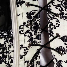 sexy women corset waist cincher print mesh patchwork bowknot lace up zipper back strapless lace tops corset overbust TIML66