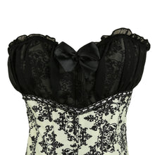 Sexy Women Corset Waist Cincher Print Mesh Patchwork Bowknot Lace Up Zipper Back Strapless Lace Tops Corset Overbust TIML66 TIML66