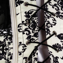 Sexy Women Corset Waist Cincher Print Mesh Patchwork Bowknot Lace Up Zipper Back Strapless Lace Tops Corset Overbust TIML66 TIML66