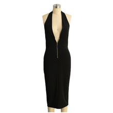 sexy women deep v neck wrap bodycon dress front zipper backless clubwear ukraine club party midi dress black vestidos de renda TIML66
