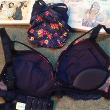 sexy women floral deep v bra brassiere push up underwire bra set underwear TIML66