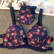 sexy women floral deep v bra brassiere push up underwire bra set underwear TIML66
