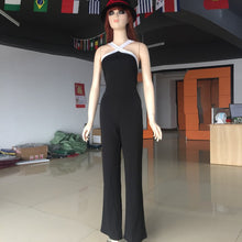 Sexy Women Halter Bodycon Elegant Playsuit Sleeveless Patchwork Black Jumpsuit Romper Trousers Clubwear TIML66