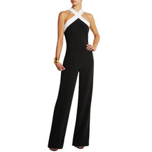Sexy Women Halter Bodycon Elegant Playsuit Sleeveless Patchwork Black Jumpsuit Romper Trousers Clubwear TIML66