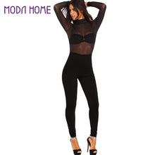 sexy women jumpsuit solidcolor mesh hollow out backless rompers turtle neck long sleeve night club party bodysuit playsuit TIML66