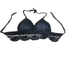 sexy women lace crochet crop top knitted bra halter boho beachwear bikini camisole camis bralette regata feminina black white TIML66
