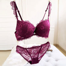 Sexy Women Lace Push Up Deep V Bra and Panty Set Underwire Bras Underwear Lingerie Outfits TIML66
