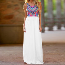 Sexy Sleeveless Flower Print Chiffon Long Dresaxi Casual Beach Dresses Y8 TIML66