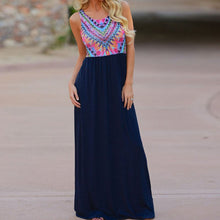 Sexy Sleeveless Flower Print Chiffon Long Dresaxi Casual Beach Dresses Y8 TIML66