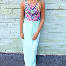 Sexy Sleeveless Flower Print Chiffon Long Dresaxi Casual Beach Dresses Y8 TIML66