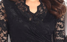 Sexy Women Dress Floral Lace Wrap Front V Neckline Long Sleeve Nightclub Black Khaki Vestidos De Renda TIML66 TIML66