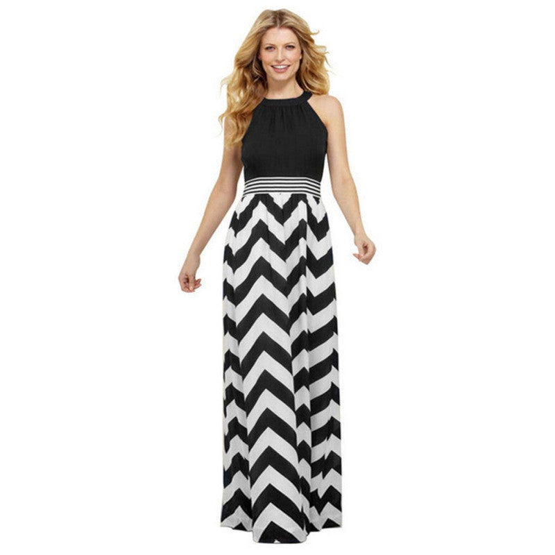 Sexy Striped Long Maxi Dress Ladies Boho Beach Elegant Sundress Dresses LE3 TIML66