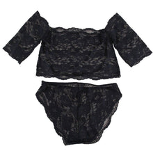 Sexy Women's Black Thin Lace Bra Tops + Panty Underwear Sets Breathable Hollow Out Crop Tops TIML66