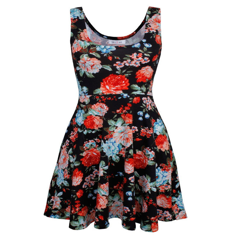 Sexy Women's Floral Sleeveless Short Mini Dress Body-con Casual Beach Sundress TIML66