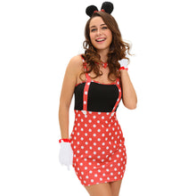 Sexy Womens Funny 4pcs Set Halloween Costume Dot Print Sleeveless Mini Bodycon DressGlovesChokerHairpin Bunny Cosplay Clothes TIML66 TIML66