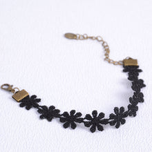 statement choker necklace bracelet black daisy flower lace jewelry set with extended chain women accessories TIML66