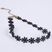 statement choker necklace bracelet black daisy flower lace jewelry set with extended chain women accessories TIML66