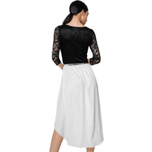 Dress 34 Sleeve Lace Women Mid-Calf Dress Asymmetric Hem Hollow Out Vintage Party Dresses Vestidos TIML66 TIML66