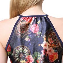 Dress Women Floral Print Halter O Neck Boho Dress Sleeveless Elegant Vintage Spaghetti Strap Slip Beach Dress Black TIML66 TIML66