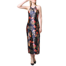 Dress Women Floral Print Halter O Neck Boho Dress Sleeveless Elegant Vintage Spaghetti Strap Slip Beach Dress Black TIML66 TIML66