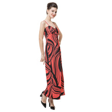 Women Maxi Dress Contrast Stripe Print Color Block Spaghetti Strap Casual Beach Dress Vestidos Orange TIML66 TIML66