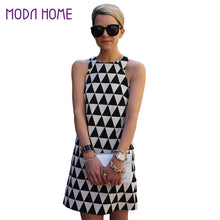 women sleeveless sexy dress geometric print party evening vintage dress plus size boho dress vestidos TIML66