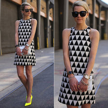 women sleeveless sexy dress geometric print party evening vintage dress plus size boho dress vestidos TIML66
