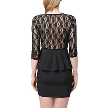 Sexy Women Dress Lace Splice Hollow Out Elegant Office Dress Pleated Evening Party Bodycon Dress Black Vestido TIML66 TIML66