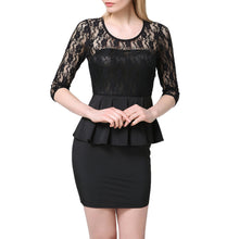 Sexy Women Dress Lace Splice Hollow Out Elegant Office Dress Pleated Evening Party Bodycon Dress Black Vestido TIML66 TIML66