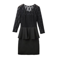 Sexy Women Dress Lace Splice Hollow Out Elegant Office Dress Pleated Evening Party Bodycon Dress Black Vestido TIML66 TIML66