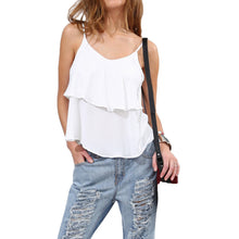 woman shirt sleeveless spaghetti strap sexy chiffon women blouses ruffles tops plus size camisetas mujer xxl TIML66