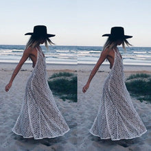 women beach dress elegant floral lace maxi dress vestidos sexy deep v neck sleeveless backless long dresses white TIML66