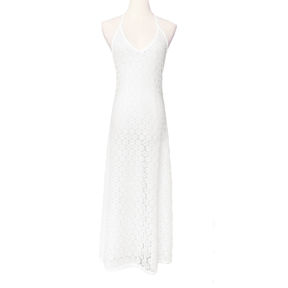 women beach dress elegant floral lace maxi dress vestidos sexy deep v neck sleeveless backless long dresses white TIML66