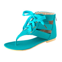 women shoes beach gladiator sandals lace up casual sandalias femininas bohemian pu leather flat heel shoes TIML66