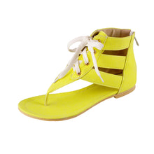 women shoes beach gladiator sandals lace up casual sandalias femininas bohemian pu leather flat heel shoes TIML66