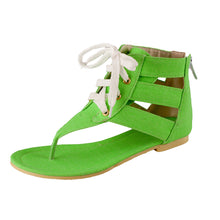 women shoes beach gladiator sandals lace up casual sandalias femininas bohemian pu leather flat heel shoes TIML66