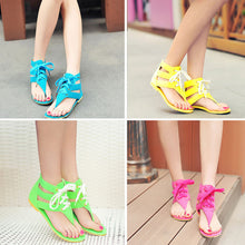 women shoes beach gladiator sandals lace up casual sandalias femininas bohemian pu leather flat heel shoes TIML66