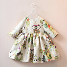 2 years infant baby girls dress half sleeve owl pattern high waist dresses TIML66