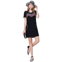 chiffon women dress plus size ribbon elegant party dress short sleeves o neck loose straight offce dress vestido TIML66