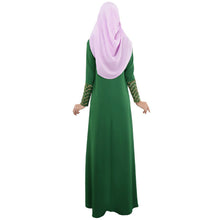 Ukraine Women Muslim Maxi Dress Contrast Color Patchwork Long Sleeve Abaya Kaftan Islamic Indonesia Robe Long Dress  TIML66 TIML66