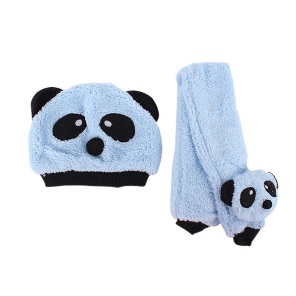 Unisex 1-3Y Baby Girls Boys Hats Neckerchief+Beanie Hat and Scarf Set Cartoon Panda Cap New TIML66