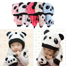 Unisex 1-3Y Baby Girls Boys Hats Neckerchief+Beanie Hat and Scarf Set Cartoon Panda Cap New TIML66