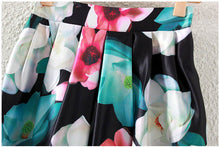 Vintage Skirts Woman Retro Red Blue Flower Bouquet Floral Print High Waist Midi Skirts Mid-Calf Skirts Womens Long Saia Feminina TIML66 TIML66