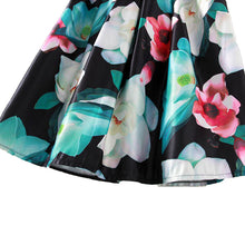 vintage skirts woman retro red blue flower bouquet floral print high waist midi skirts mid calf skirts womens long saia feminina TIML66