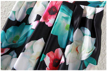 Vintage Skirts Woman Retro Red Blue Flower Bouquet Floral Print High Waist Midi Skirts Mid-Calf Skirts Womens Long Saia Feminina TIML66 TIML66