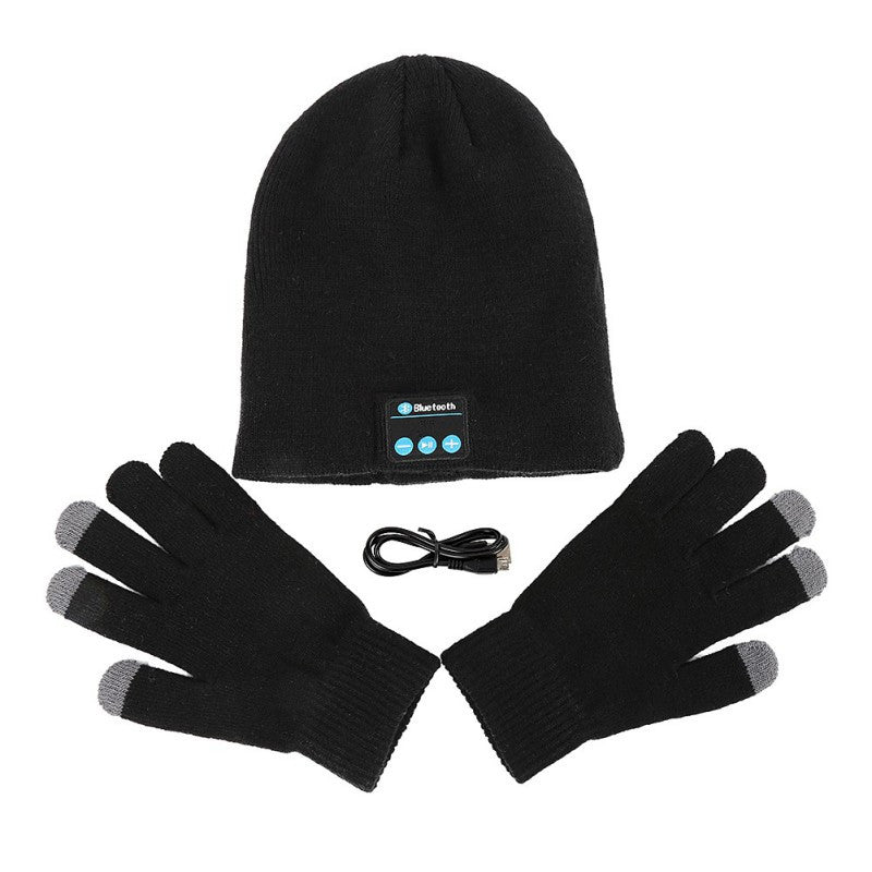 Warm Soft Smart Headset Bluetooth Wireless Beanies Hats + Gloves Set for Men Unisex Caps Headphone Speaker TIML66
