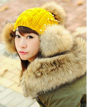 Warm Sweet Girl Hat Faux Fur Ball Knitted Cap Yellow Hats Chapeu Feminino Order Hurry Up  TIML66 TIML66